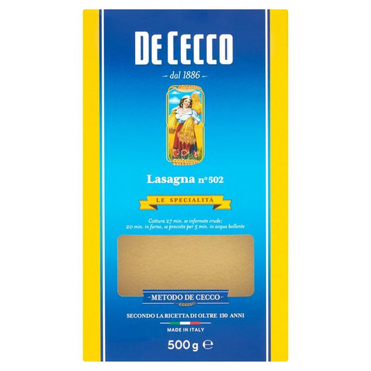 DE CECCO LASAGNA ALL'UOVO PASTA 500 GR X 12 BOX