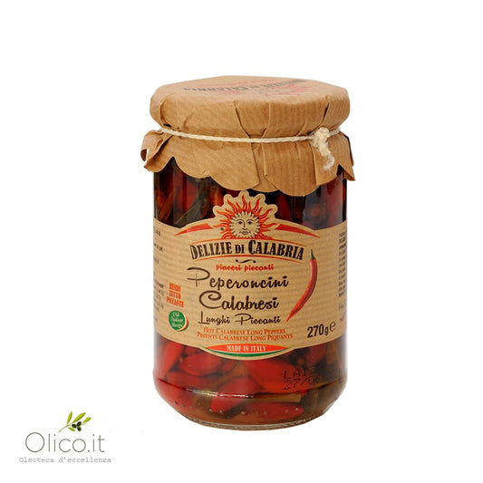 DELIZIE CALABRIA PEPERONCINI LUNGHI PICCANTI 280g (12 in a box)available from our italian retail store