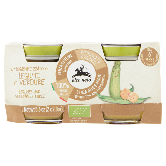 ALCENERO OMOGENEIZZATO LEGUMI E VERDURE 80gX2 (6 in a box)