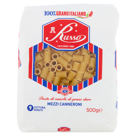 RUSSO PASTA DI SEMOLA MEZZI CANNERONI 500g (20 in a box)