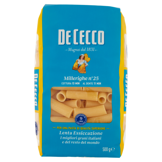 DE CECCO PASTA DI SEMOLA MILLERIGHE N°25 500g (24 in a box)