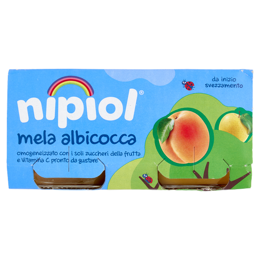 NIPIOL OMOGENEIZZATO ALLA FRUTTA Apricot and apple 80g X2 160g (12 in a box)