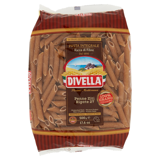 DIVELLA PENNE ZITI RIGATI INTEGRALI 500g (24 in a box)available from our italian retail store