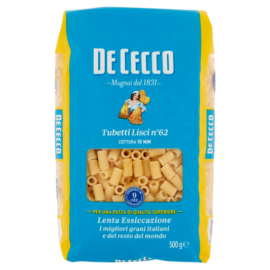 DE CECCO PASTA DI SEMOLA TUBETTI LISCI N°61 500g (24 in a box)