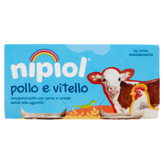NIPIOL OMOGENEIZZATO ALLA CARNE VITELLO E POLLO 80g X2 160g (12 in a box)