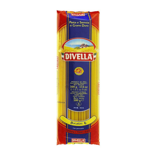 DIVELLA PASTA DI SEMOLA BUCATINI N.6 500g (36 in a box)available from our italian retail store