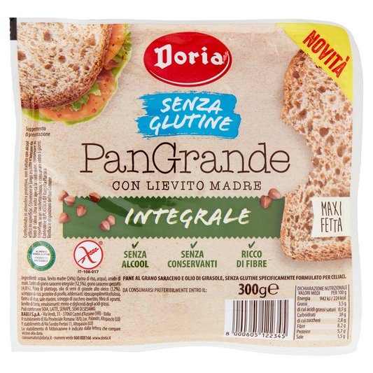 DORIA PANGRANDE INTEGRALE CON LIEVITO MADRE gluten-free 300g ( 6 in a box)
